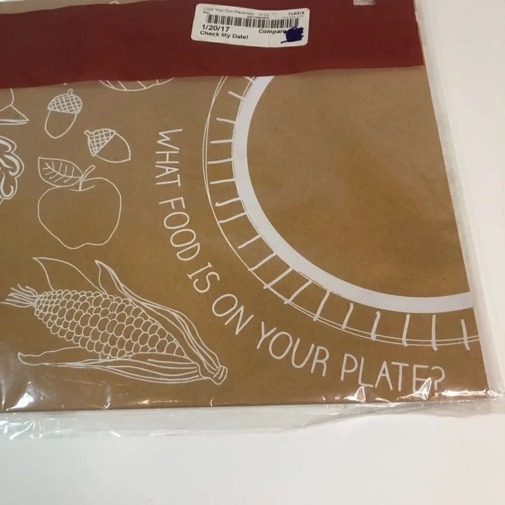 thanksgiving paper placemats turkey activity‎ light brown and white 11X17”
